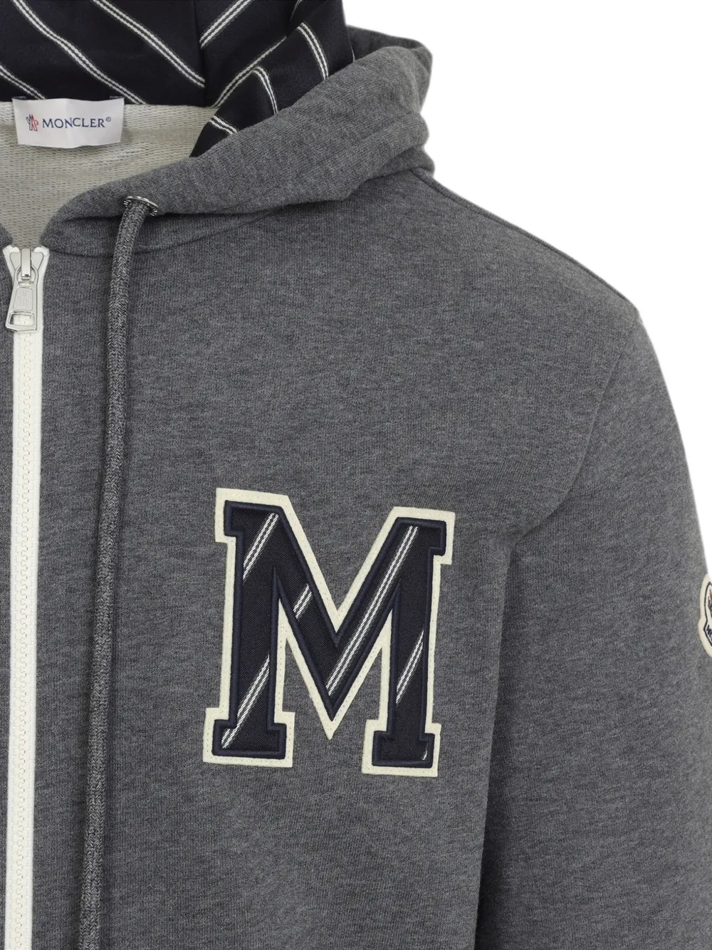Moncler Katoenen hoodie met monogram en rits Grijs