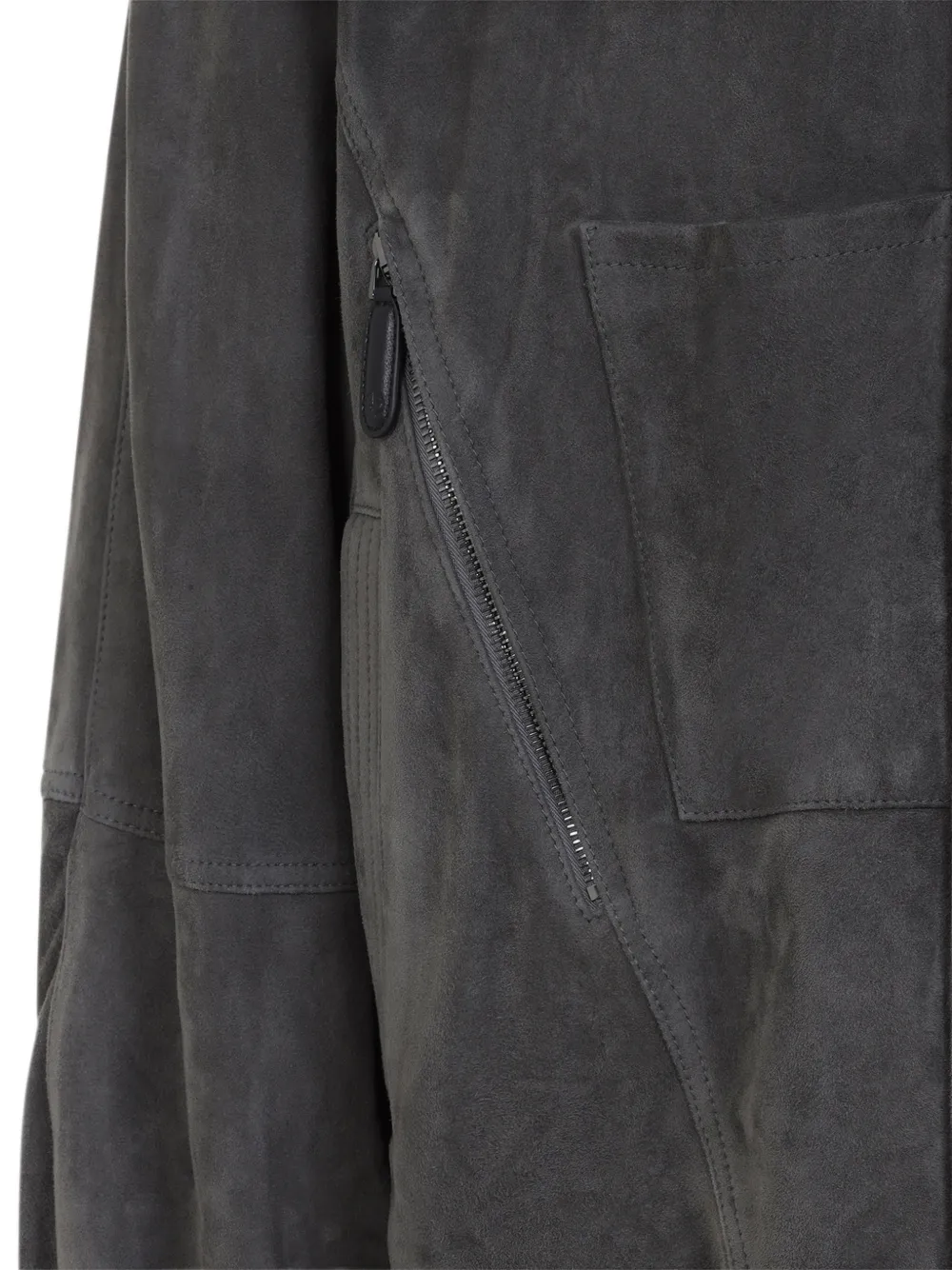 Giorgio Armani Leren jack met suède afwerking en knopen Grijs