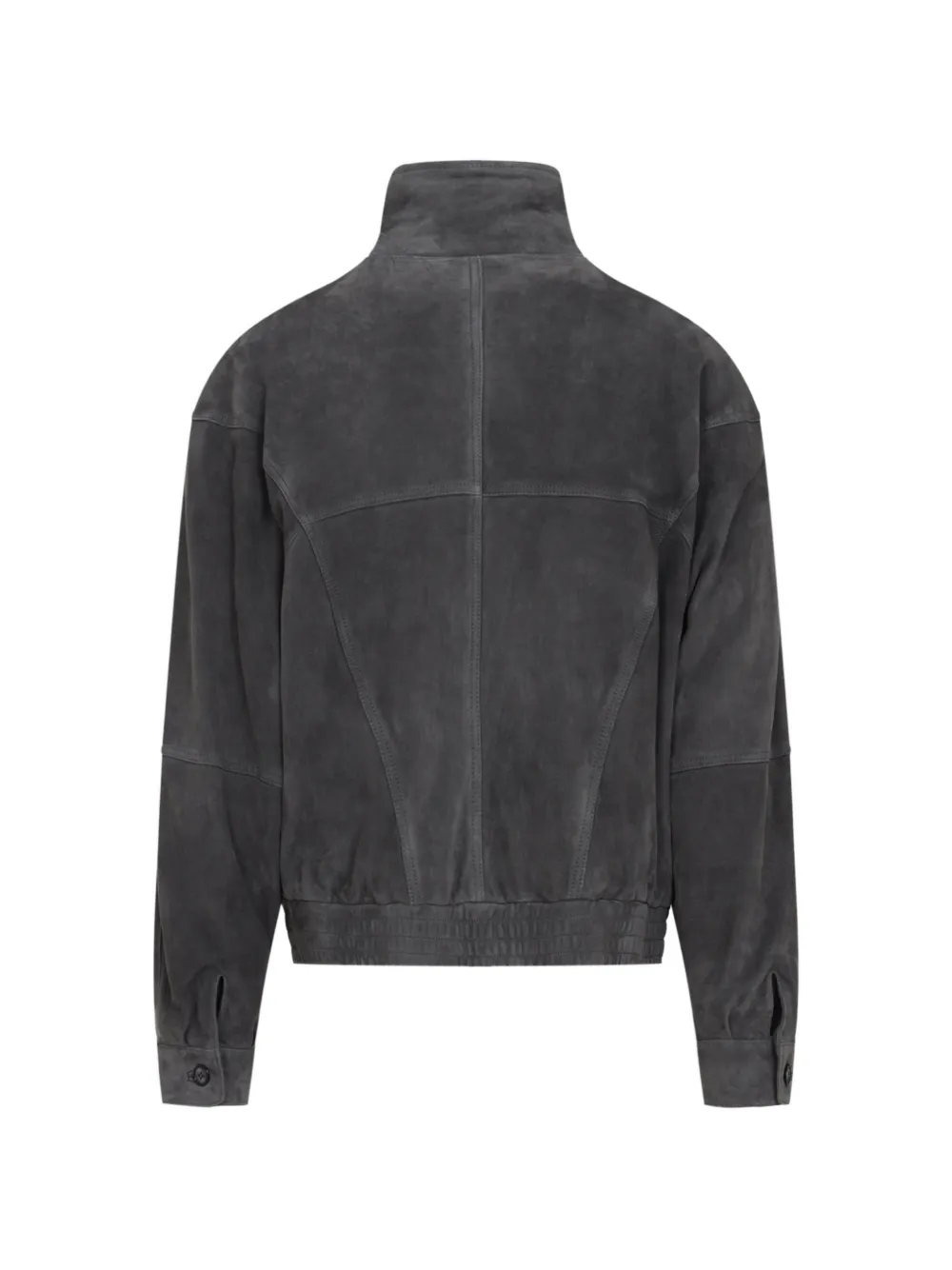 Giorgio Armani Leren jack met suède afwerking en knopen Grijs