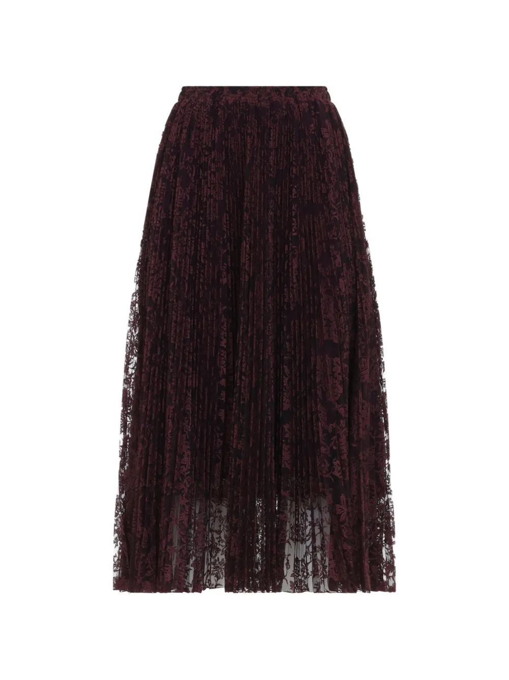 Ermanno Scervino pleated lace-overlay midi skirt - Rosso