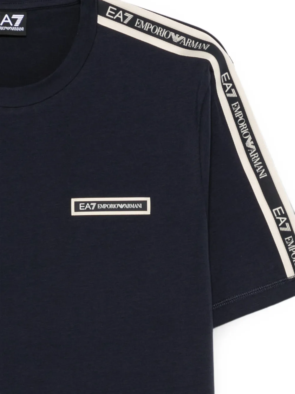 Ea7 Emporio Armani Logo Series T-shirt met banddetail Blauw