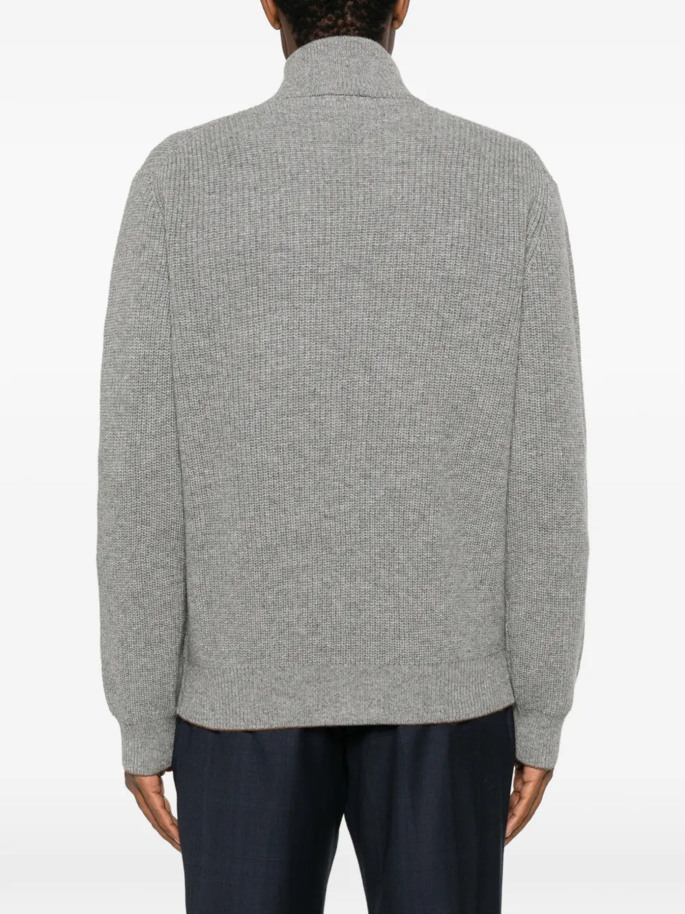 Canali Geribbeld vest met rits Grijs