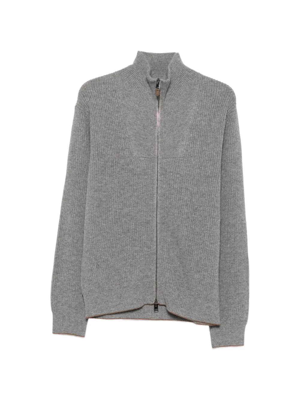 Canali ribbed zip-up cardigan - Grau