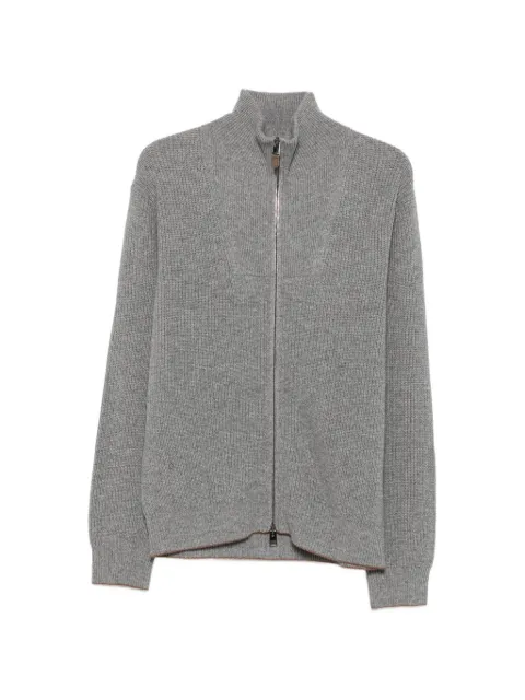 Canali ribbed zip-up cardigan