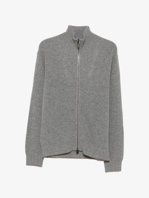 Canali ribbed zip-up cardigan