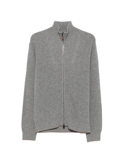 Canali ribbed zip-up cardigan