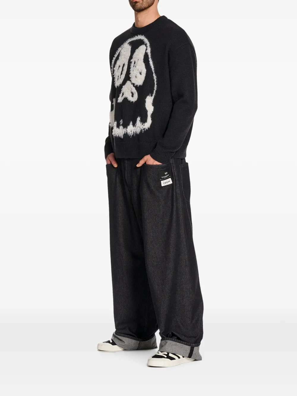Y-3 Chito gebreide trui met grafische print Zwart