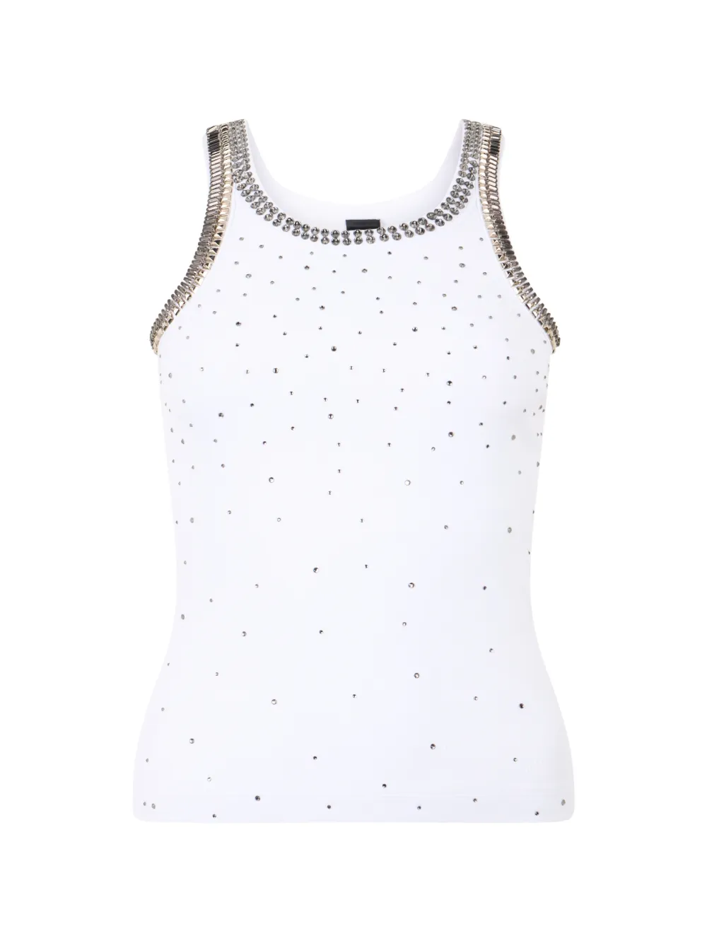 PINKO ribbed top with bejewelled embellishment - Bianco