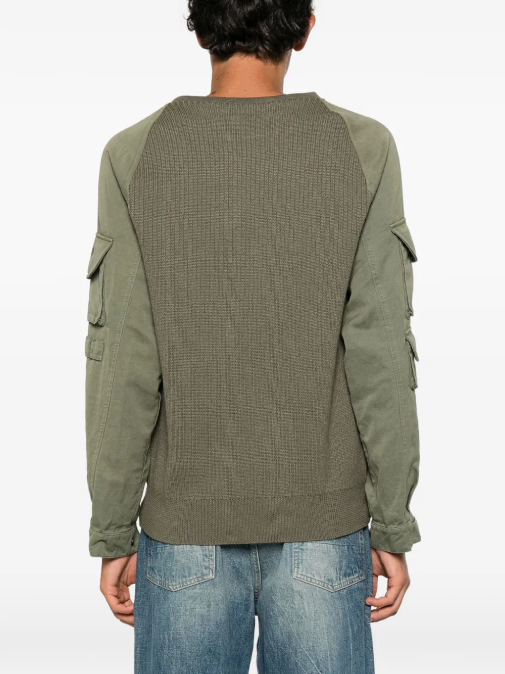 Balmain cargo-pocket panelled sweater Groen