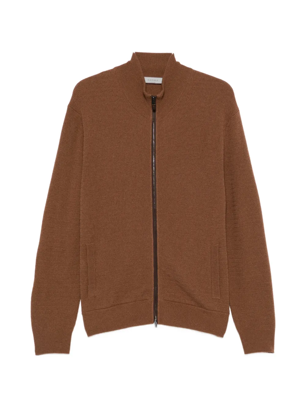 Canali ribbed-knit zip-up sweater - Braun