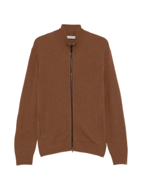 Canali ribbed-knit zip-up sweater