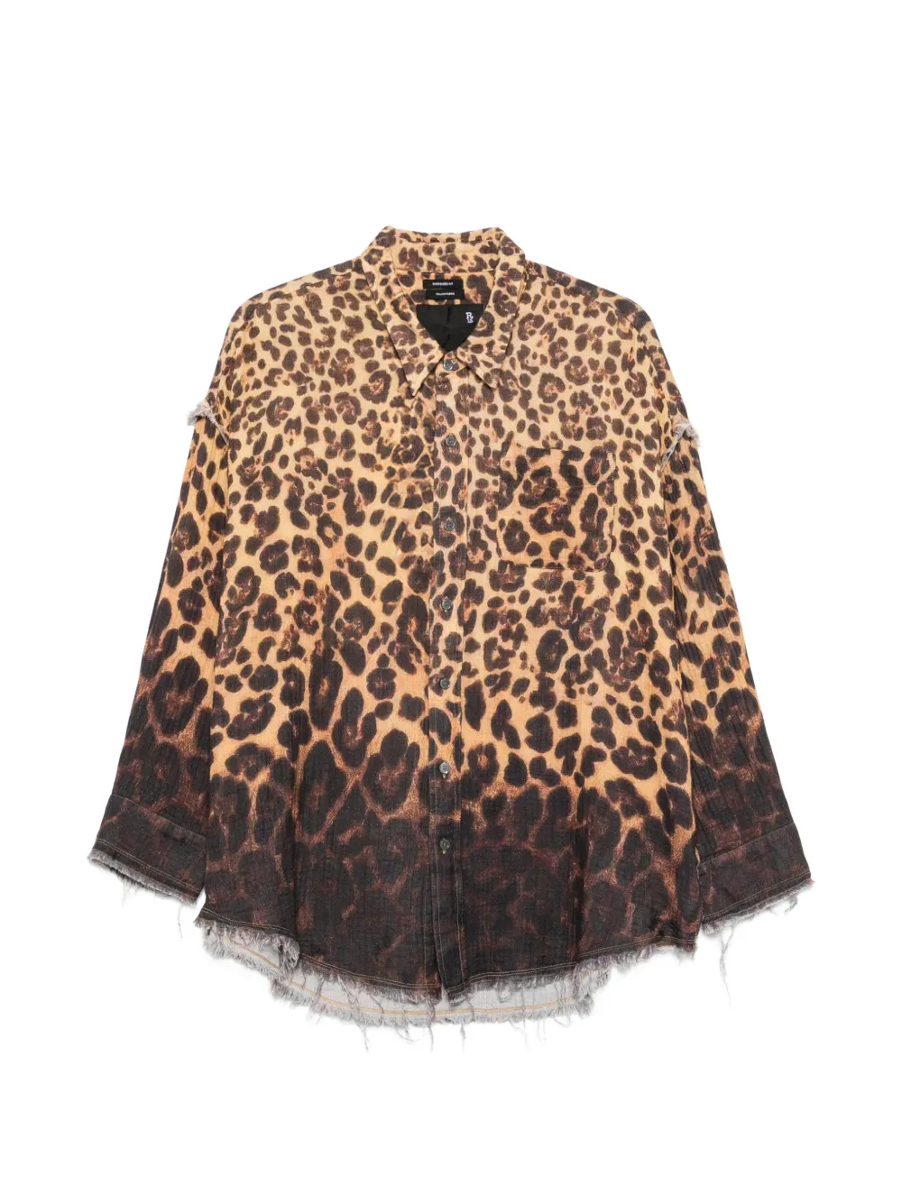 R13 leopard-print frayed cotton shirt - Braun