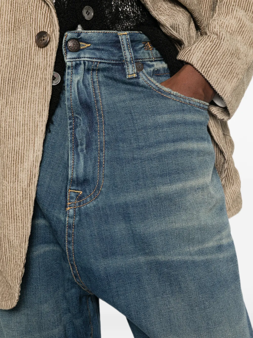R13 Denim jeans met wijde pijpen en vervaagd effect Blauw