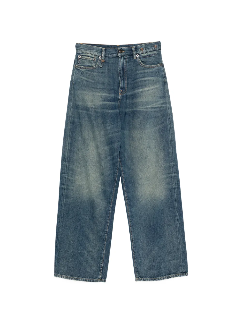 R13 faded-effect wide-leg denim jeans - Blau