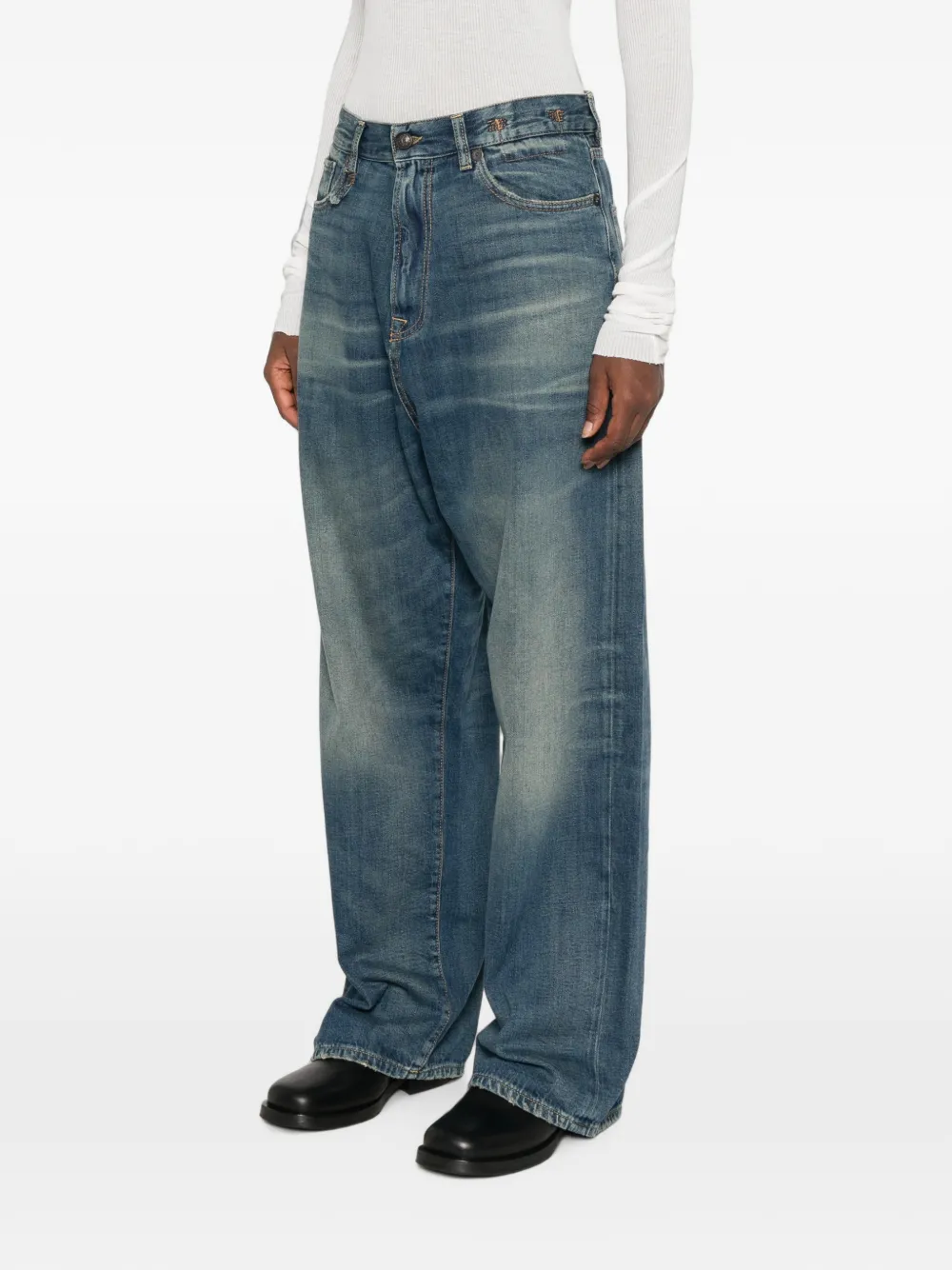 R13 Denim jeans met wijde pijpen en vervaagd effect Blauw