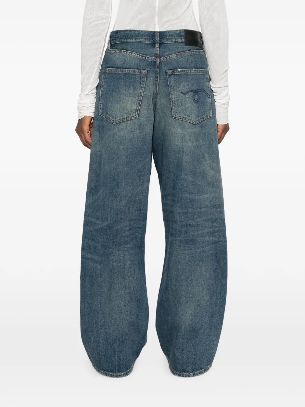 R13 Denim jeans met wijde pijpen en vervaagd effect Blauw