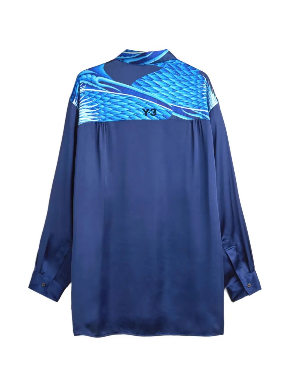 Y-3 satijnen overhemd met grafische print Blauw