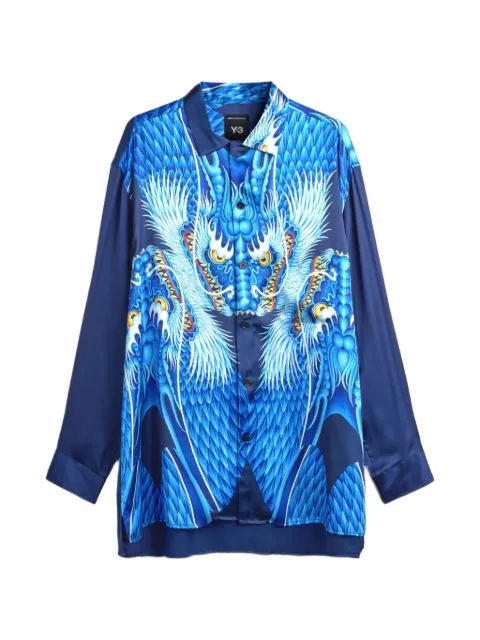 Y-3 Y-3 blue satin graphic shirt