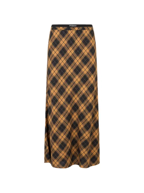 PINKO rhinestone-embellished tartan-print skirt