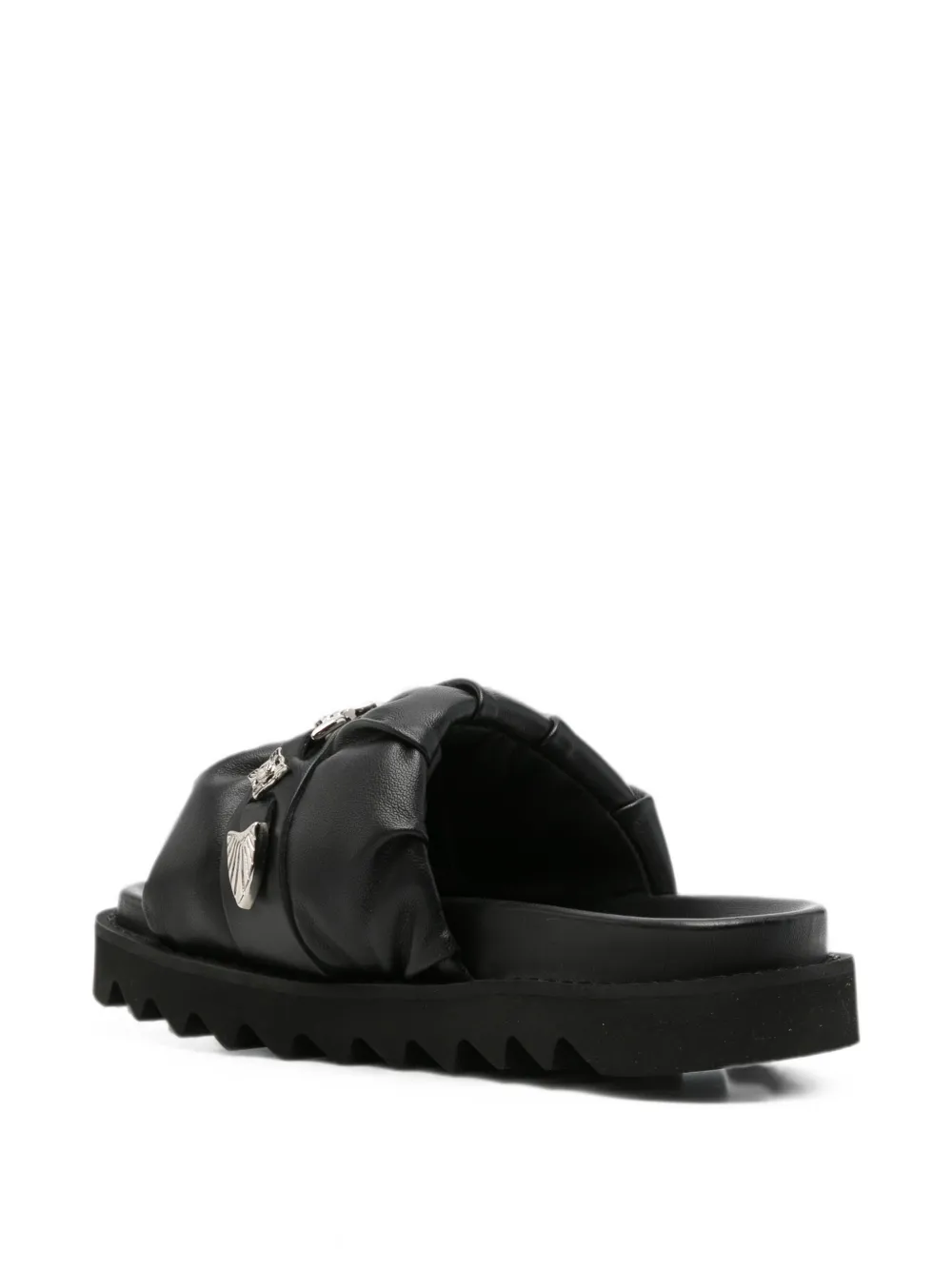 Toga Pulla ruched metal-embellished sandals Zwart
