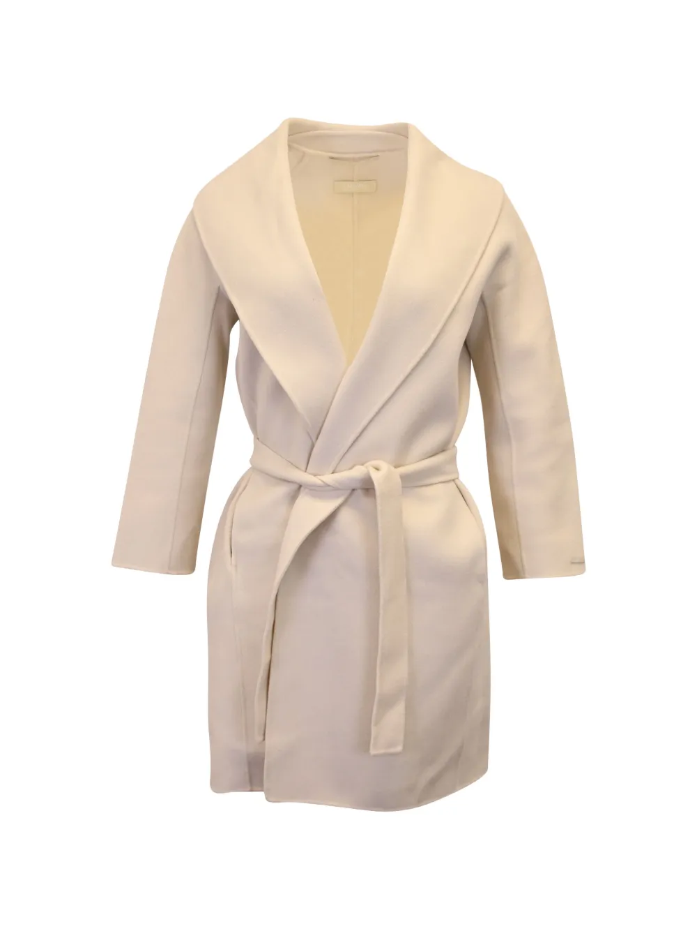 Pre-owned Max Mara Belted Shawl-collar Coat In 中性色