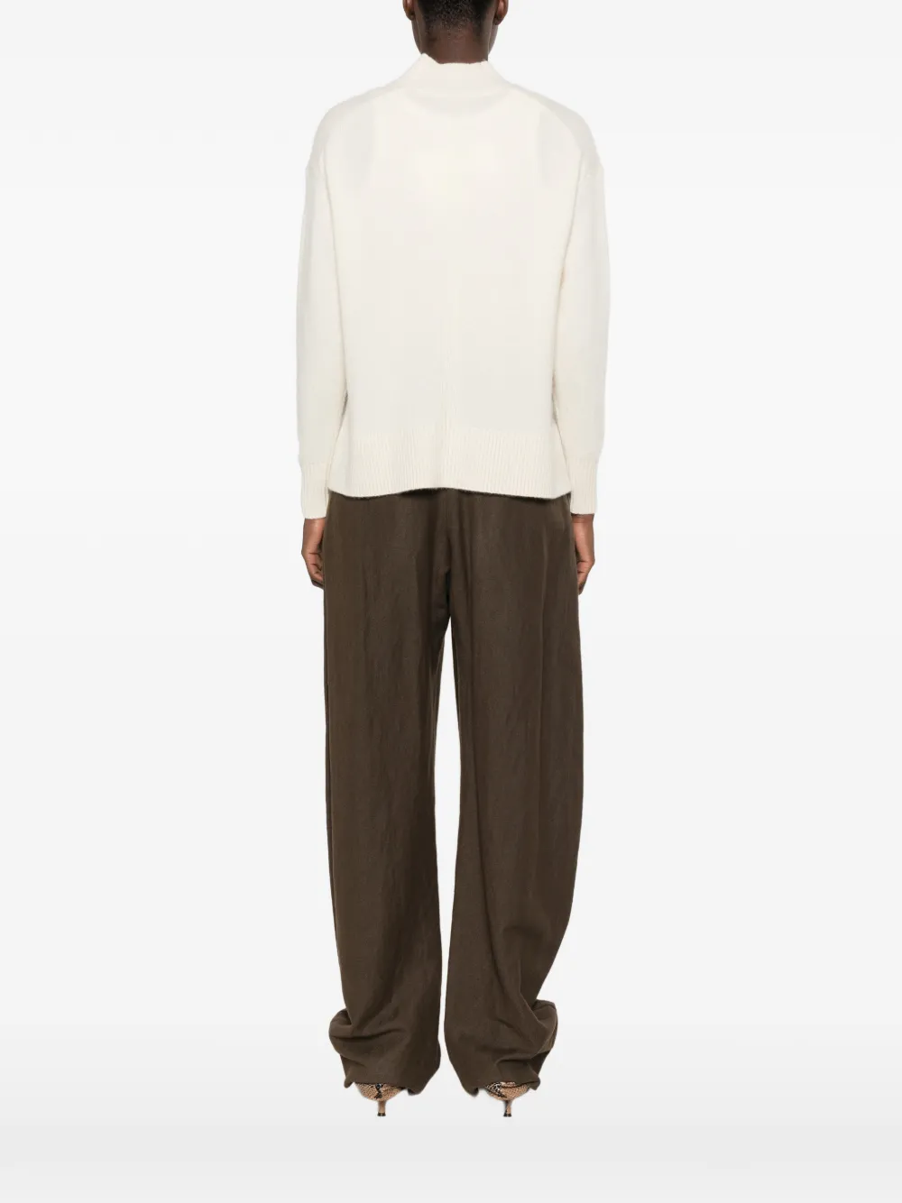 JOSEPH Trui met zijsplit en V-hals Beige