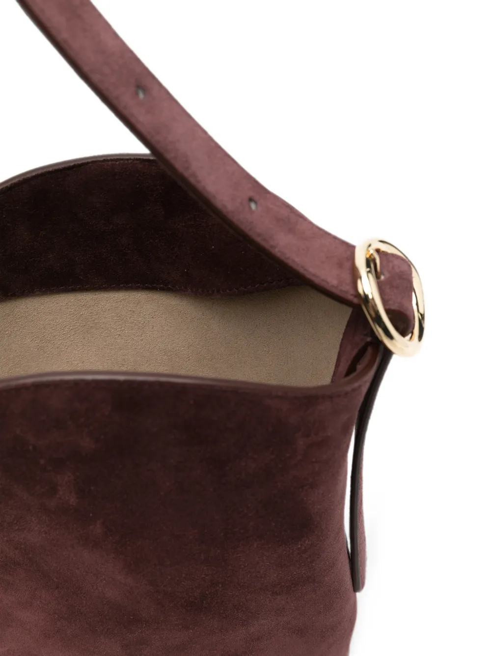 JOSEPH M Fold suède bucket-tas Bruin