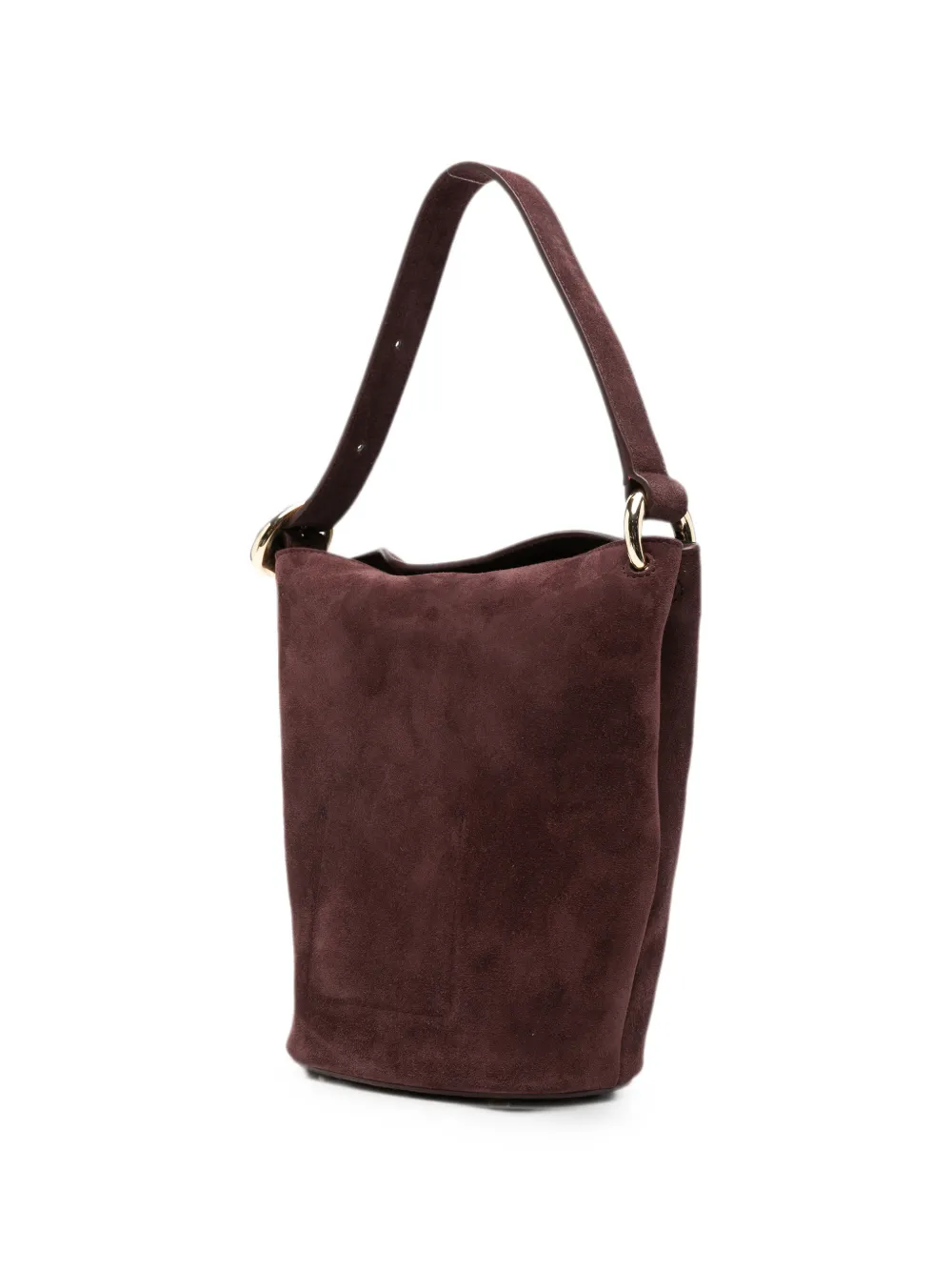 JOSEPH M Fold suède bucket-tas Bruin