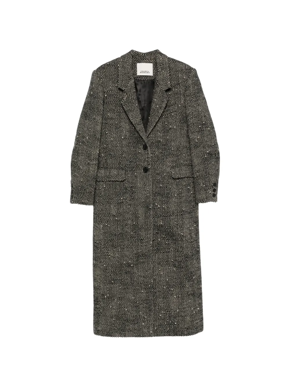 ISABEL MARANT Ealine herringbone-pattern wool coat - Black