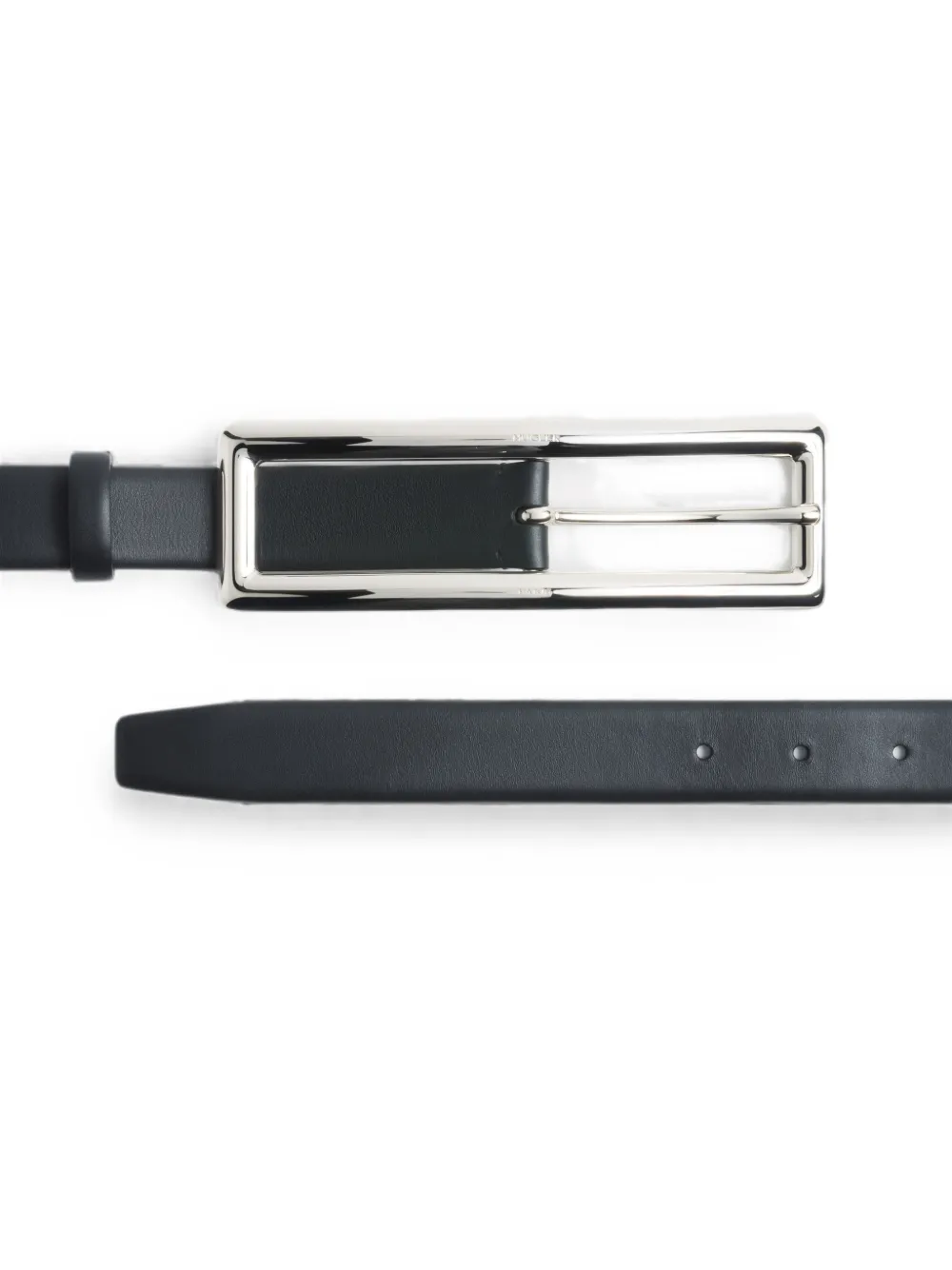 Mugler Silver Rectangle Buckle Belt in Black, view 3