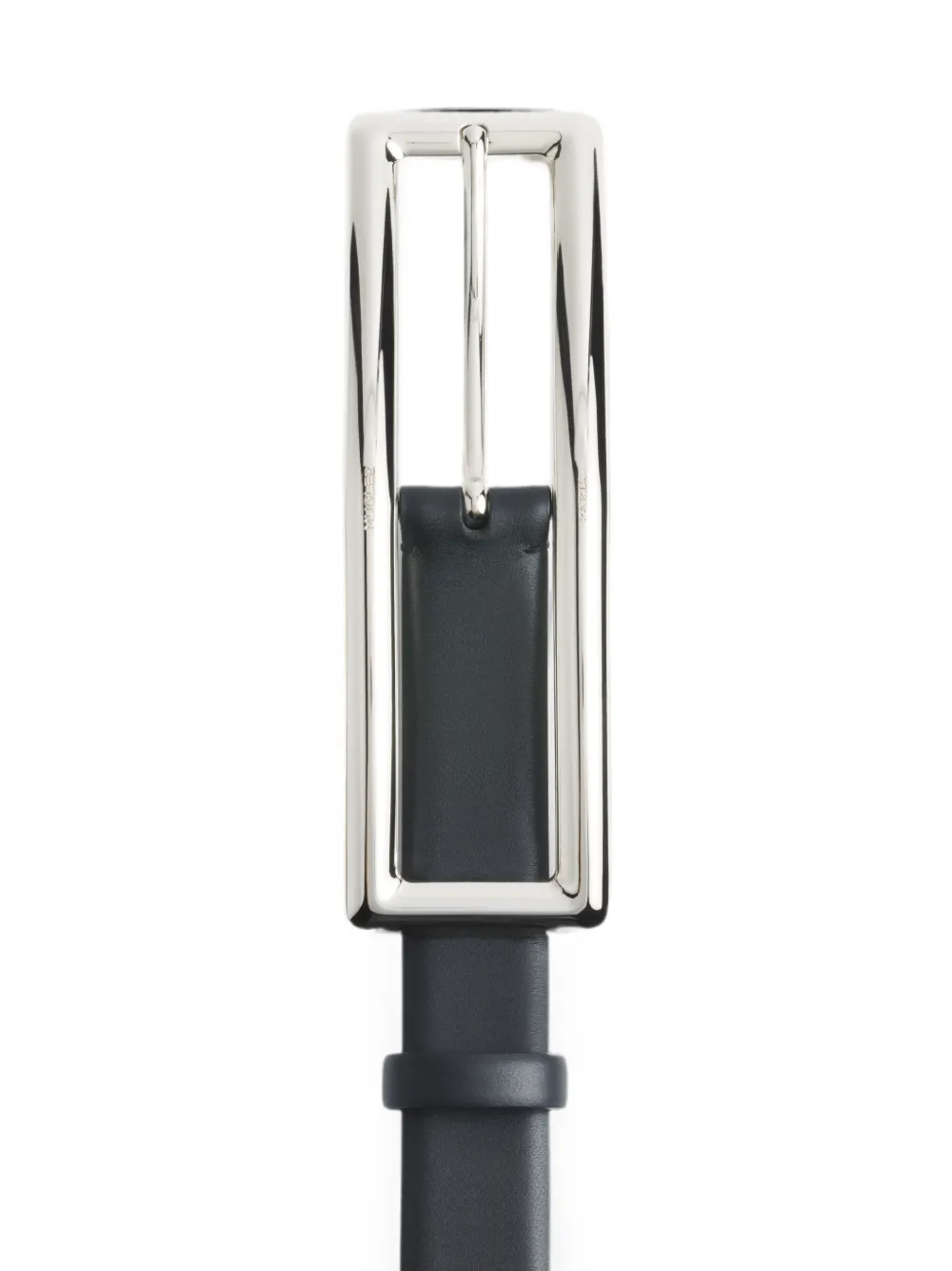 Mugler Silver Rectangle Buckle Belt in Black, view 2