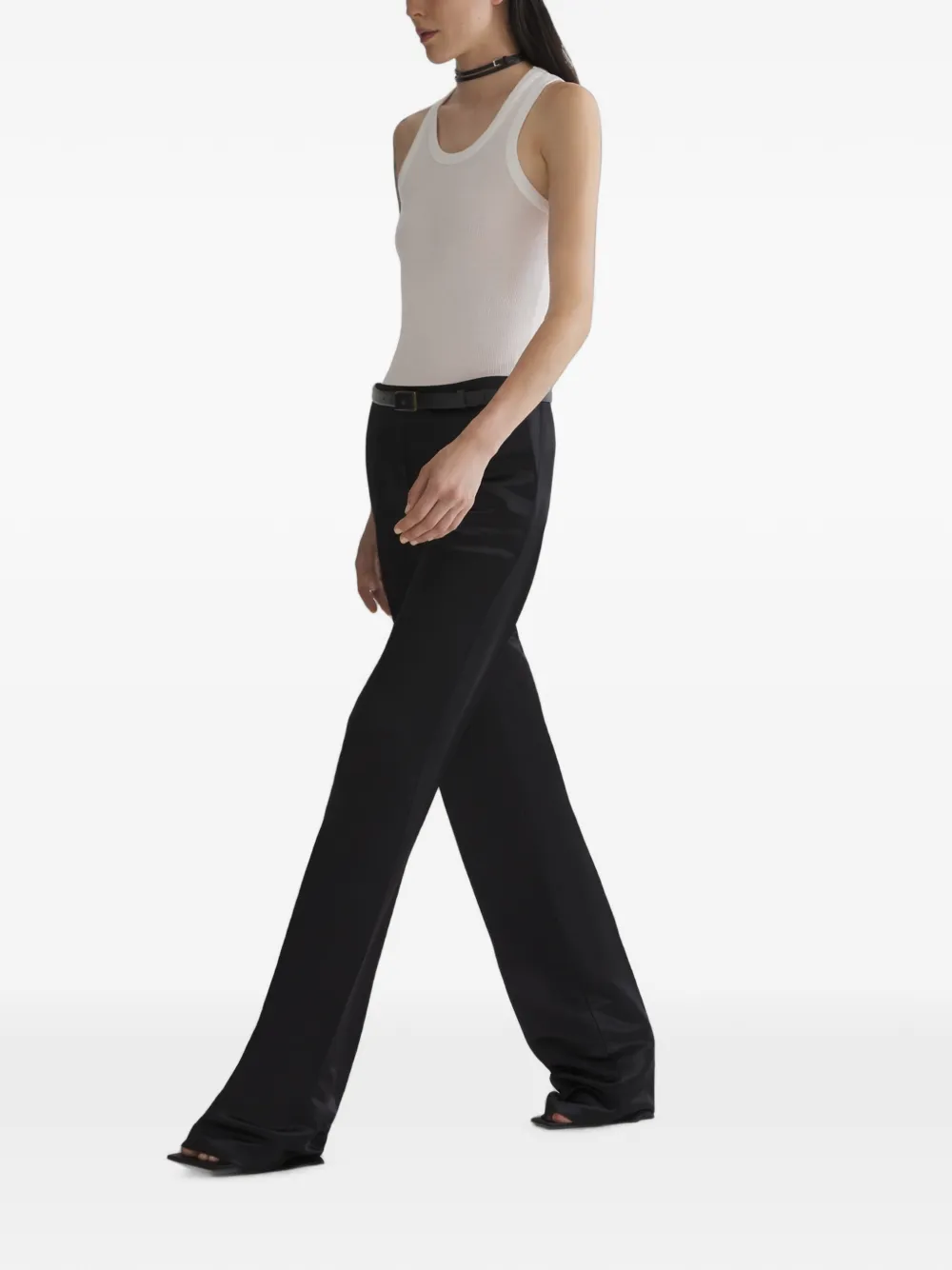 Mugler Gebroken witte geribbelde tanktop