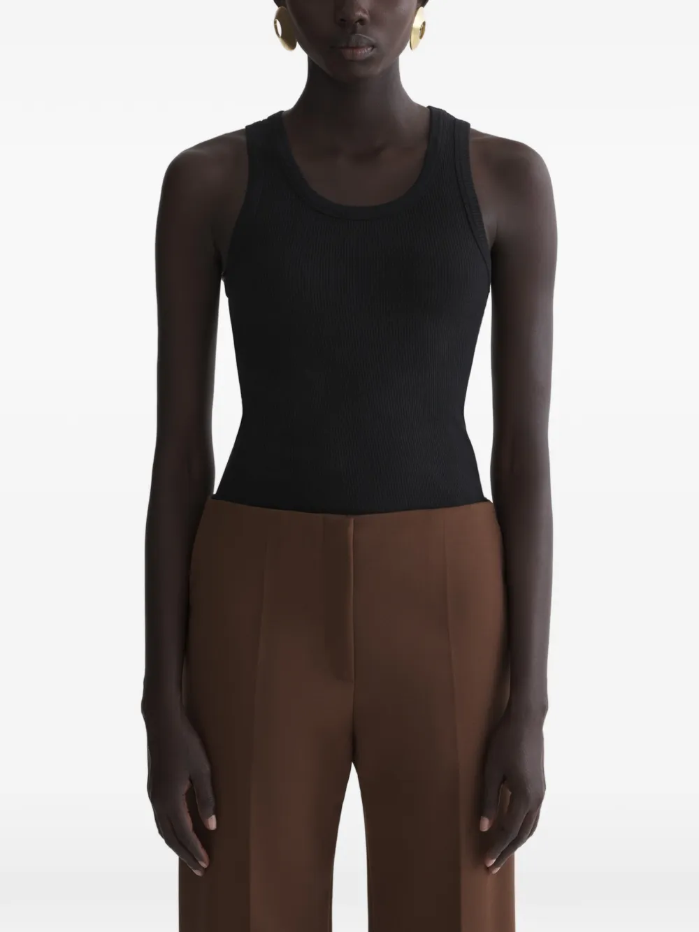 Mugler black ribbed tank top - Nero