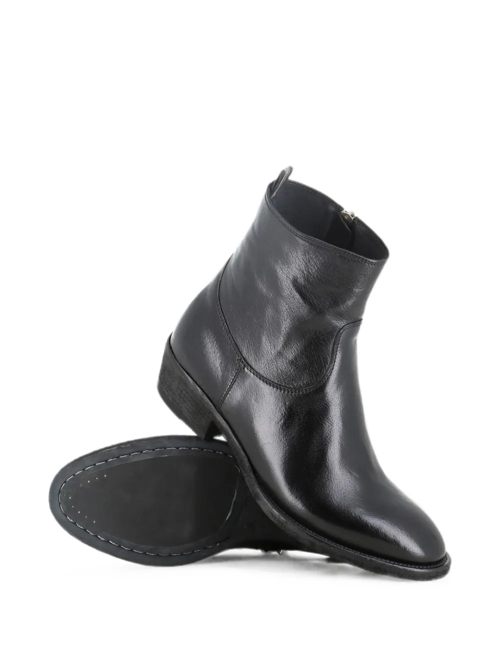 Officine Creative side-zip leather ankle boots Zwart