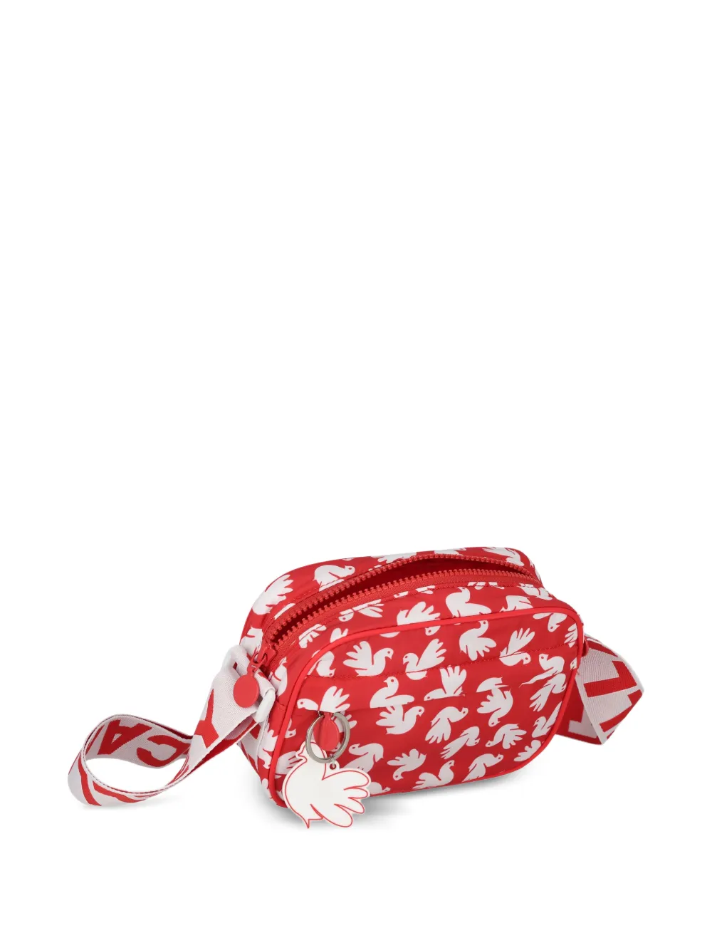Stella McCartney Kids Cameratas met duif-print en schouderband met logo-print Rood