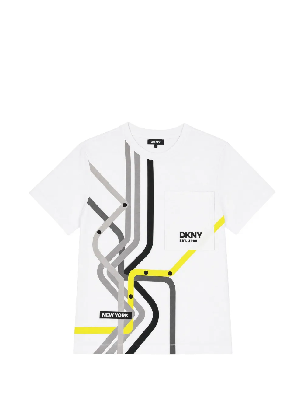 Dkny Kids map-print pocket-detail T-shirt - Bianco