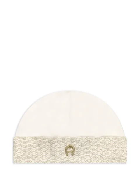 Aigner Kids monogram-pattern logo-patch beanie hat