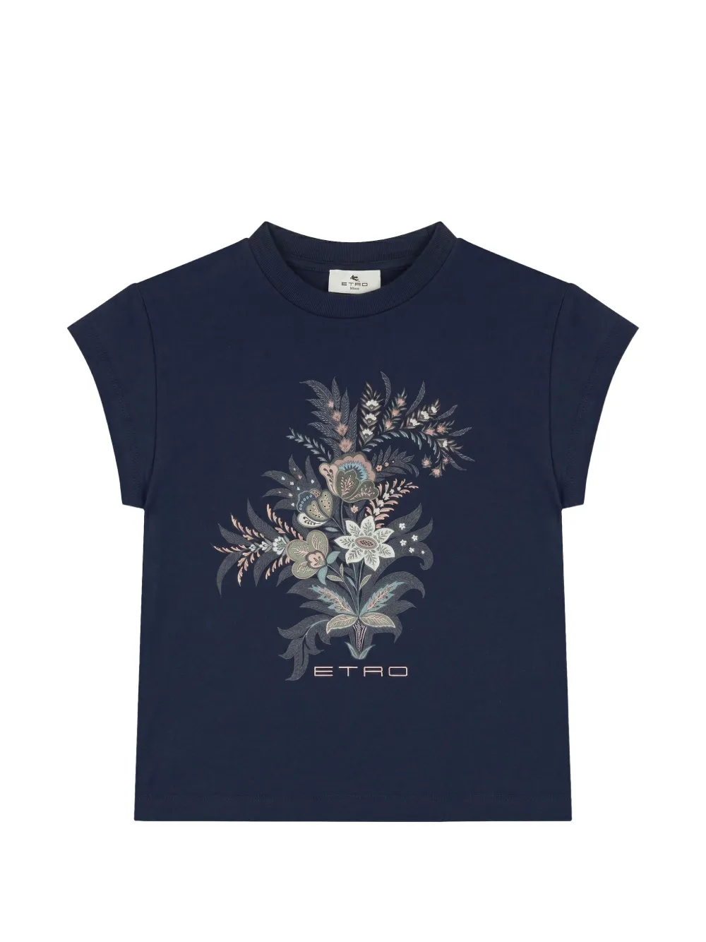 ETRO KIDS floral-print logo-print T-shirt - Blu