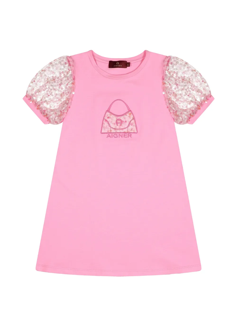 Aigner Kids Jurk verfraaid met pofmouwen en pailletten Roze