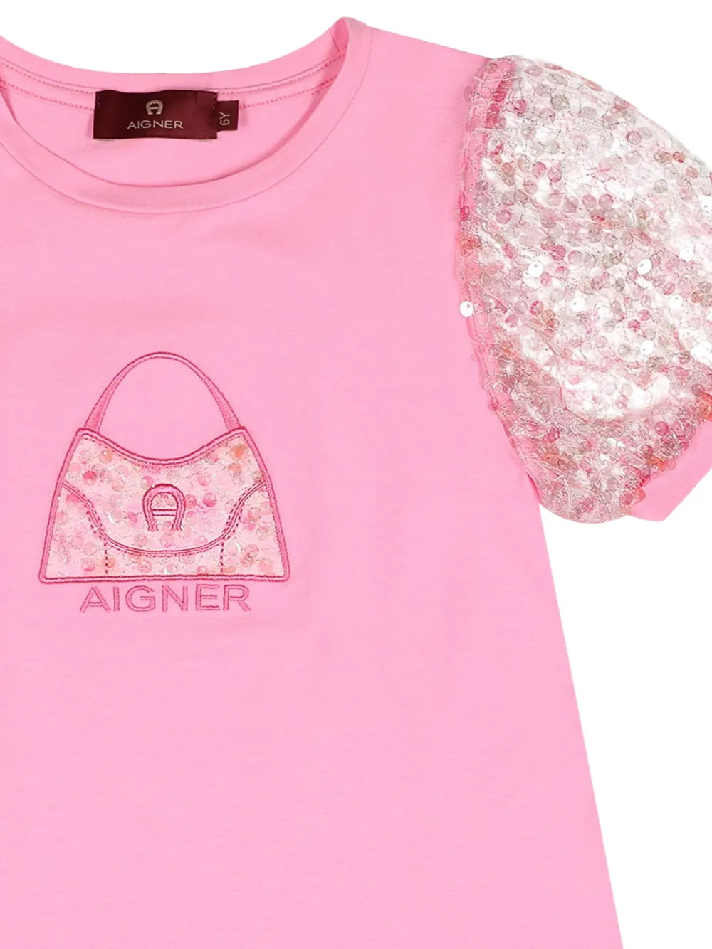 Aigner Kids Jurk verfraaid met pofmouwen en pailletten Roze