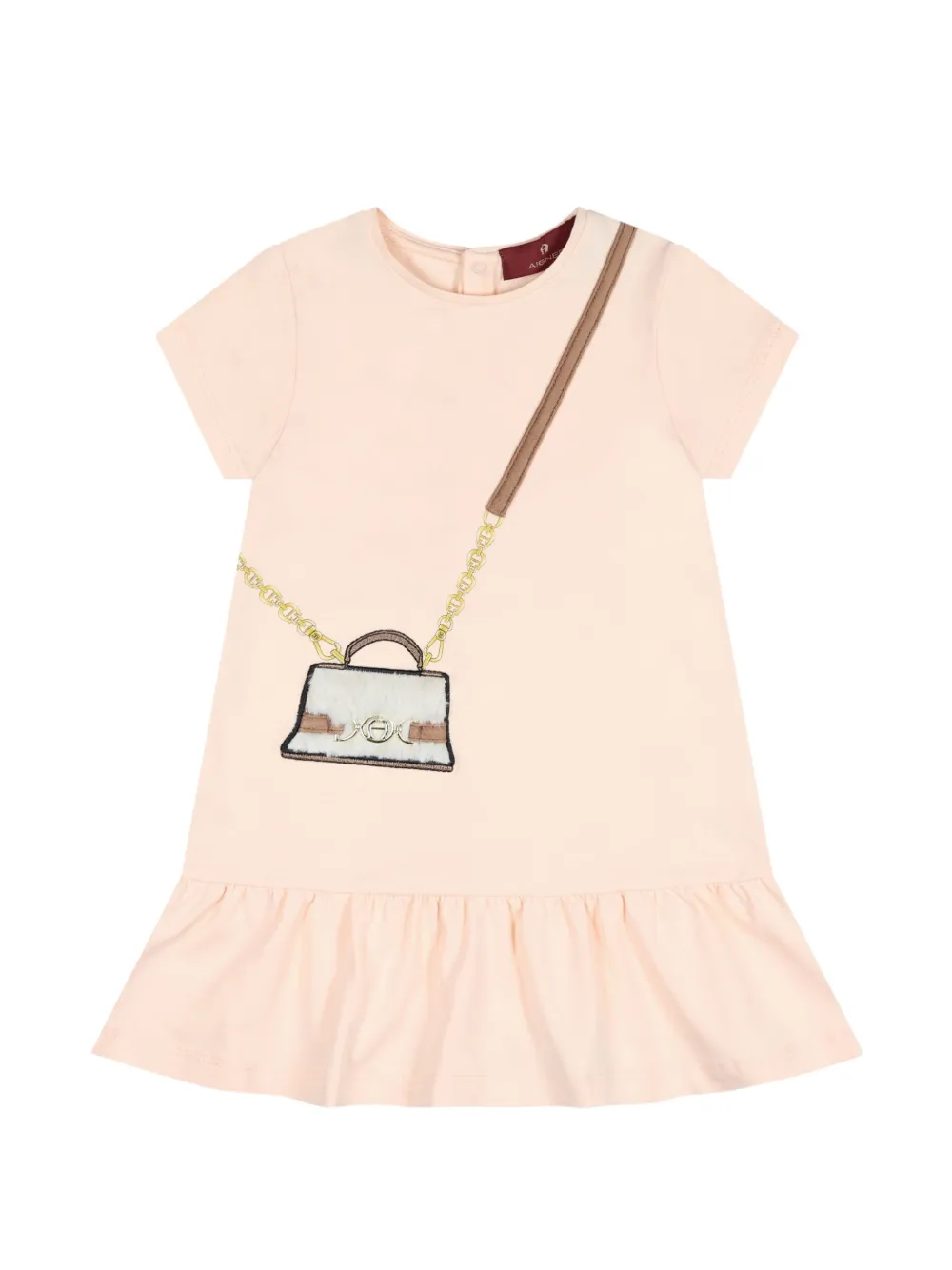 Aigner Kids bag-print ruffled dress - Rosa