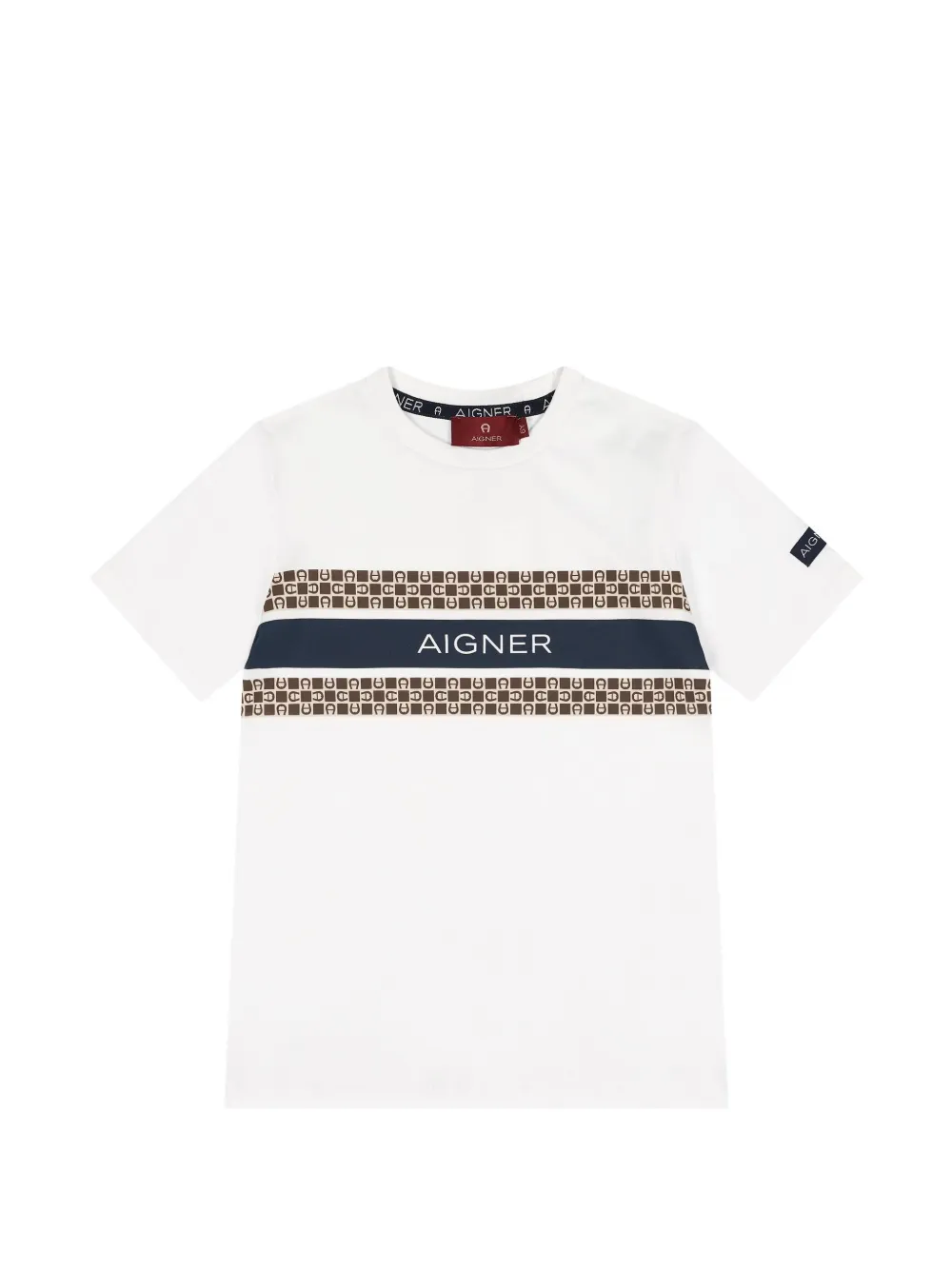 Aigner Kids logo-print panelled T-shirt - Bianco