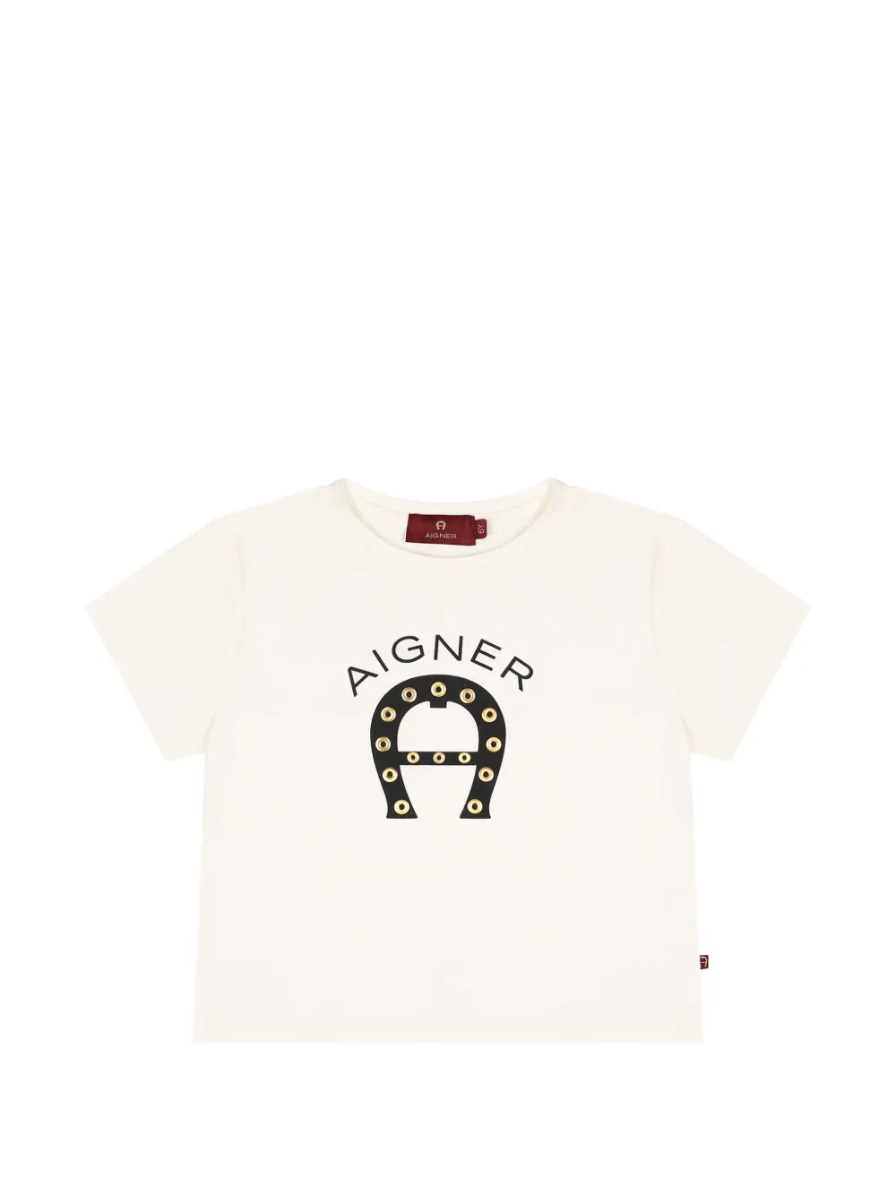 Aigner Kids eyelet-embellished logo-print T-shirt - Toni neutri