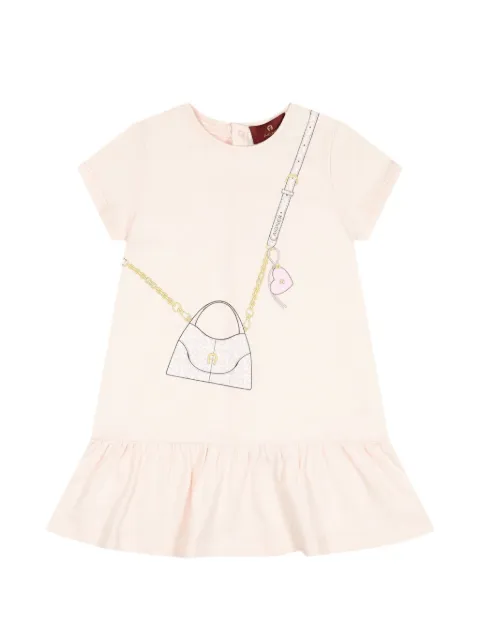 Aigner Kids vestido con estampado gráfico y volantes