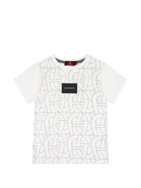 Aigner Kids playera con monograma estampado y parche del logo
