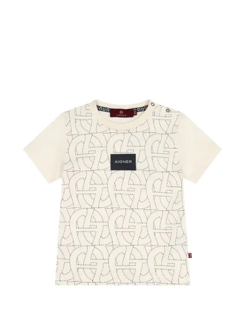 Aigner Kids monogram-print logo-patch T-shirt
