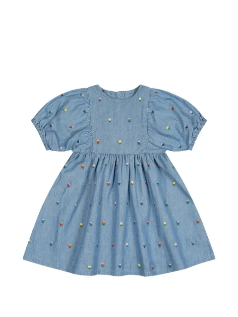 Stella McCartney Kids embroidered puff-sleeve dress
