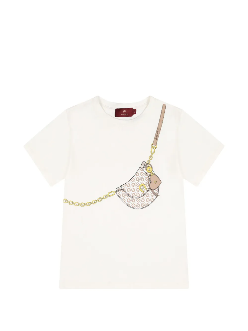 Aigner Kids bag-print T-shirt - Toni neutri