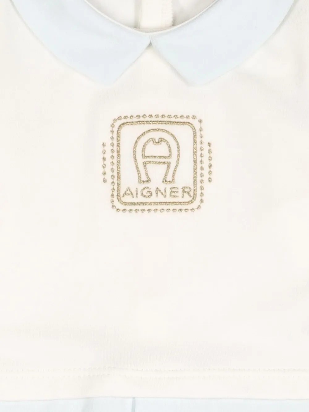 Aigner Kids logo-embroidered patterned sleepsuit Beige