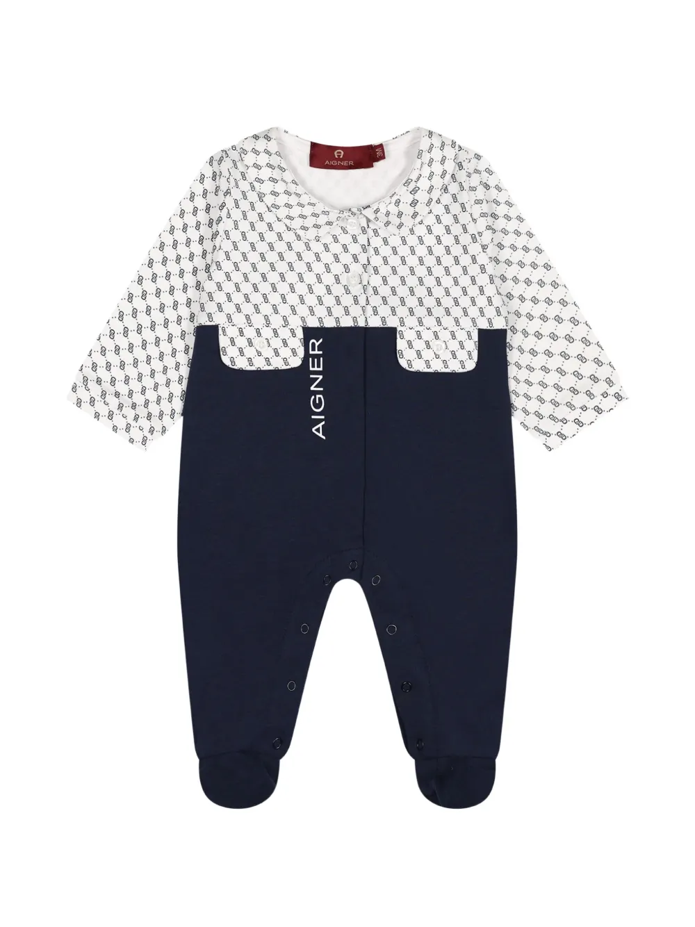 Aigner Kids barboteuse à logo imprimé et empiècements - Bleu